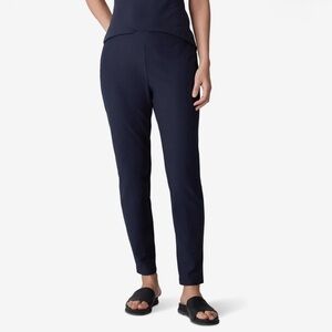 NWT Eileen Fisher Slim Ankle Pants Navy Stretch Knit Pull-On Travel Size S/P